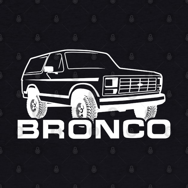 1980-1986 Ford Bronco White Print w/tires by The OBS Apparel